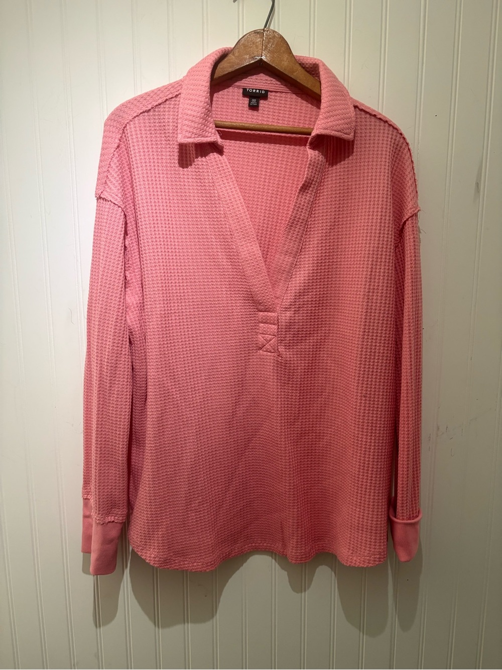 torrid Pink Waffle-Knit Polo Pullover NWOT